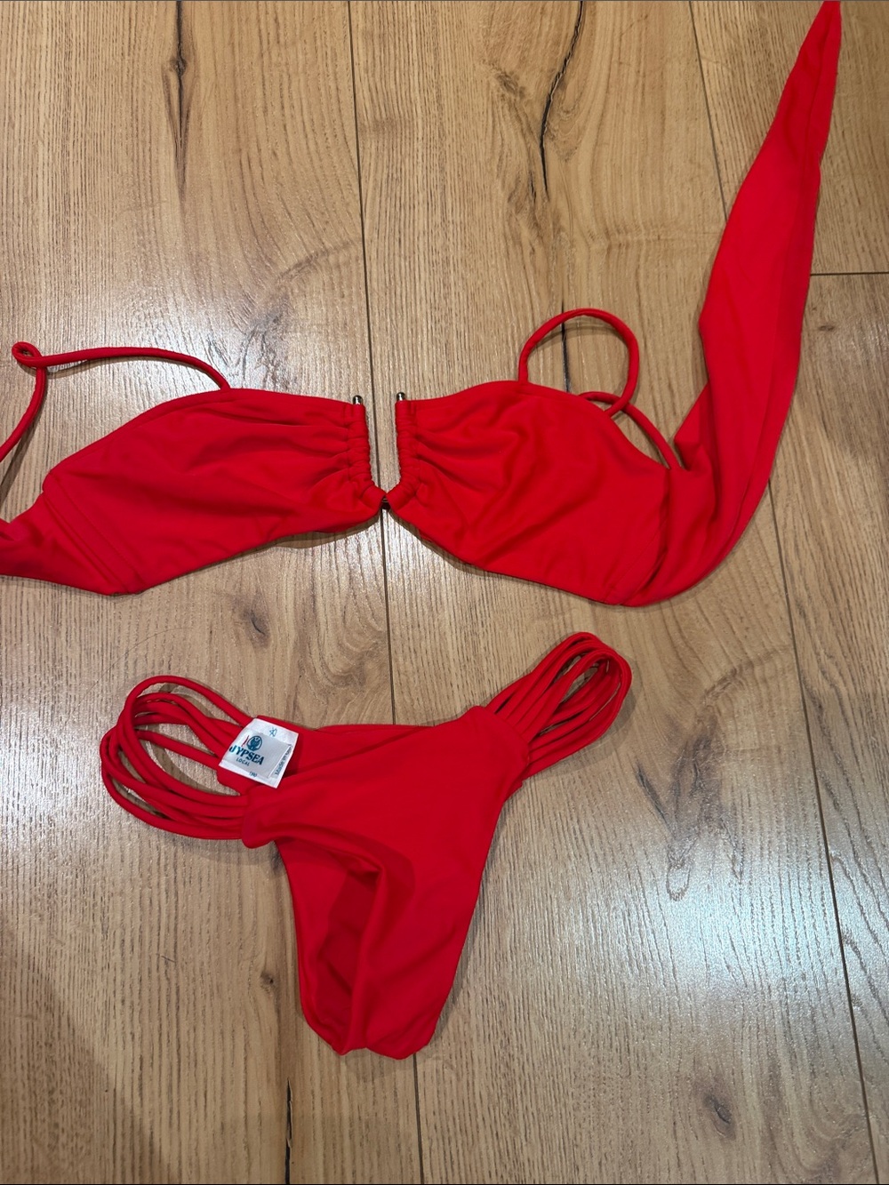Red Strappy Bikini Top- top and bottom